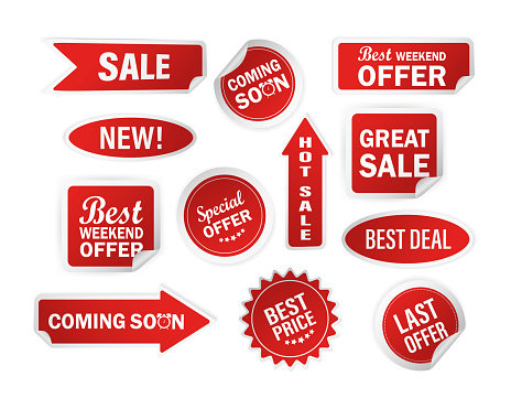 Modern red special sale, best and special offer and special discount stickers, great design for any purposes. Vector illustration