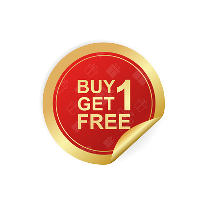 Modern red buy one get one free sticker great design for any purposes. Vector illustration