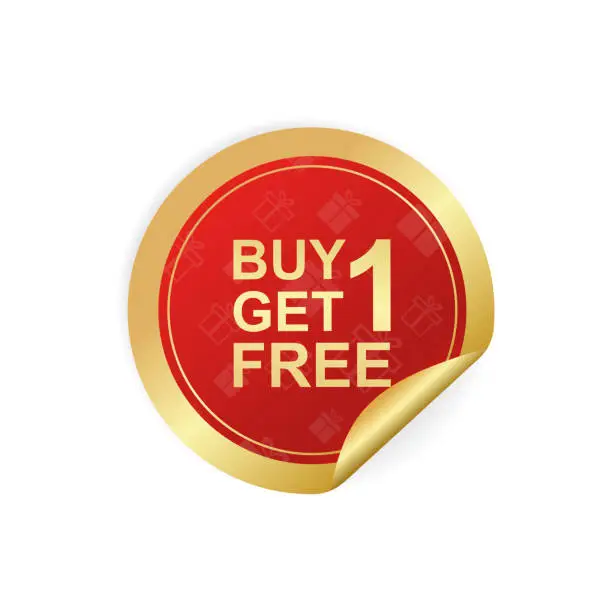 Vector illustration of Modern red buy one get one free sticker great design for any purposes. Vector illustration.