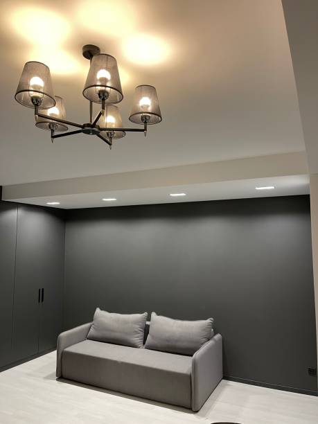 istock gray sofa in the black room 1294502141