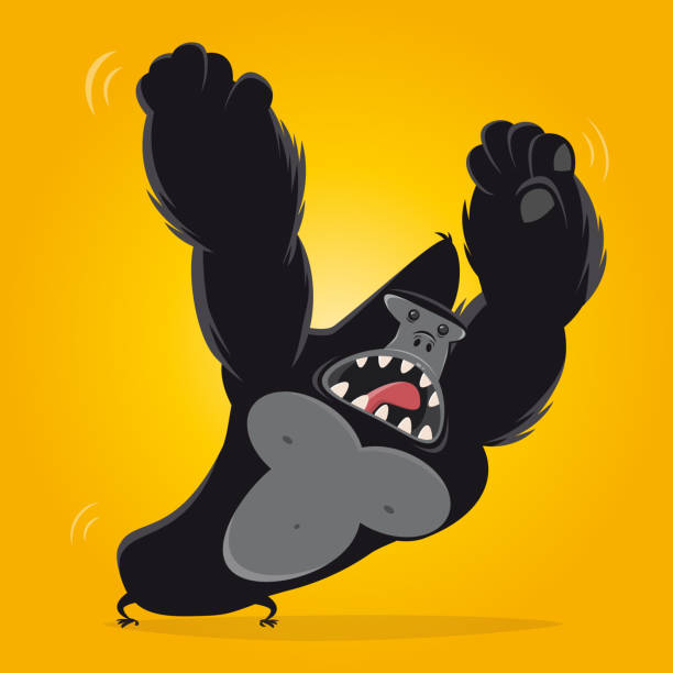 funny cartoon gorilla vector illustration funny cartoon gorilla vector illustration angry monkey stock illustrations