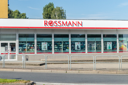 Slupsk, Poland - September 22, 2020: Exterior view of Rossmann drugstore.