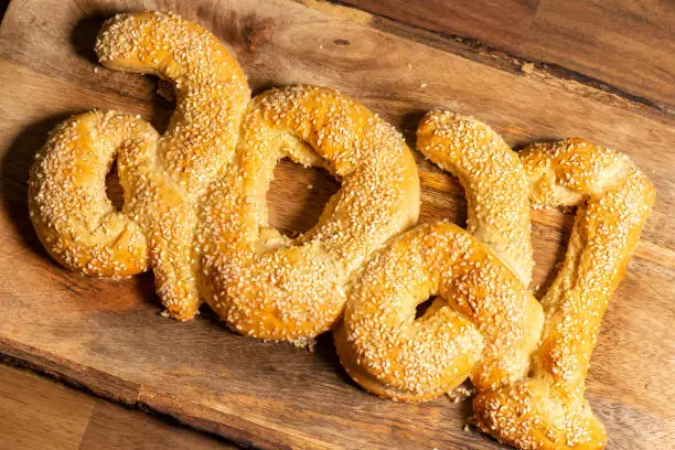 Sesame French bread, a classic country loaf, shaped as the numbers 2021.