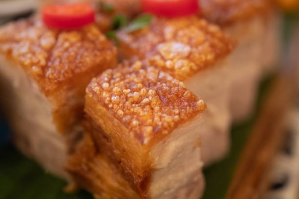 istock Crunchy roasted pork belly. Selective focus 1294518271