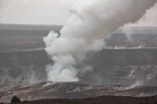 The smoke column of the active Kilauea Volcano, Big Island, Hawaii