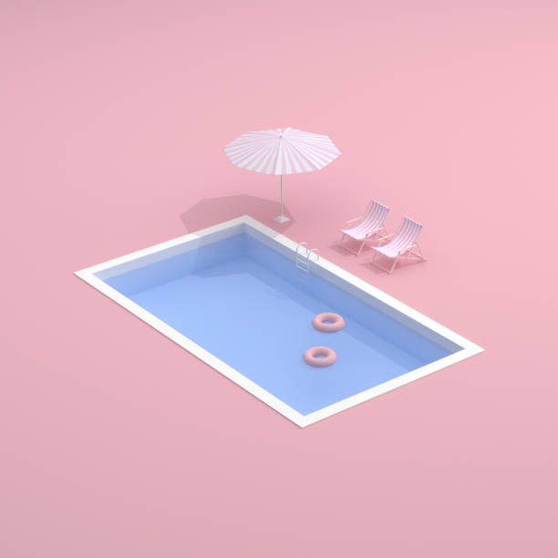 istock Top view of pool on pink background. Minimal scene. 3D rendering. 1294532427