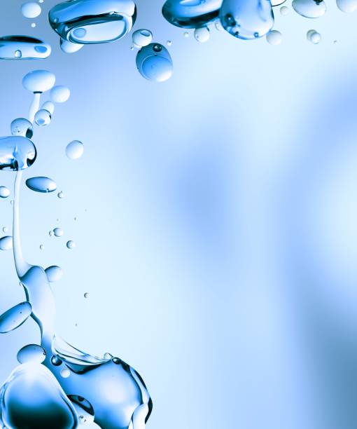白いグラデーション背景上の孤立したマクロスコピックブルーオイルバブル - water softener ストックフォトと画像