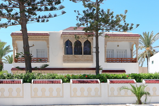 Hammamet, Tunisia - August 16, 2007: Beautiful Villa in Arabian style