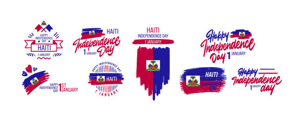 sieć - haiti flag republic of haiti flag of haiti stock illustrations