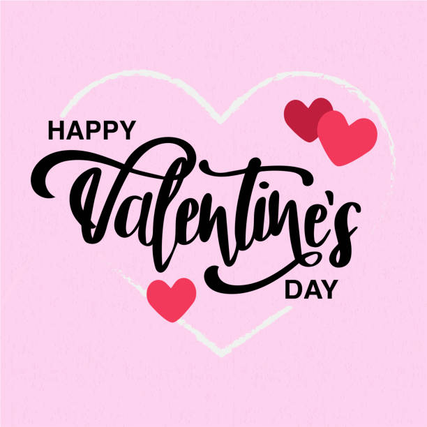 Happy valentines day text lettering heart shape Happy Valentines day text lettering with heart shape on pink canvas background . Vector illustration. Wallpaper, flyers, invitation, posters, brochure, banners. valentines day stock illustrations