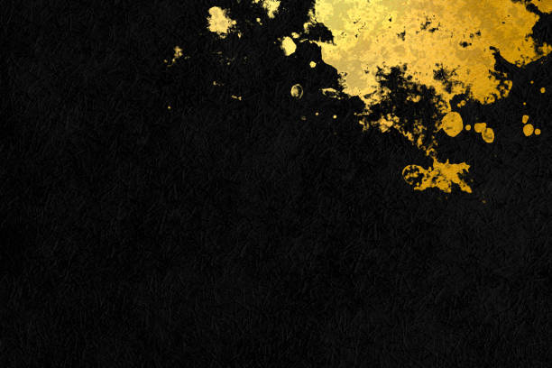 istock Japanese-style background material with a golden pattern on black Japanese paper 1294549855