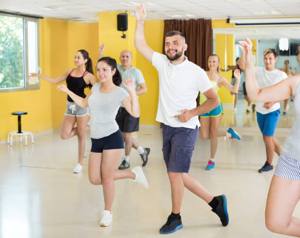 istock Young men and women dancing swing 1294550083