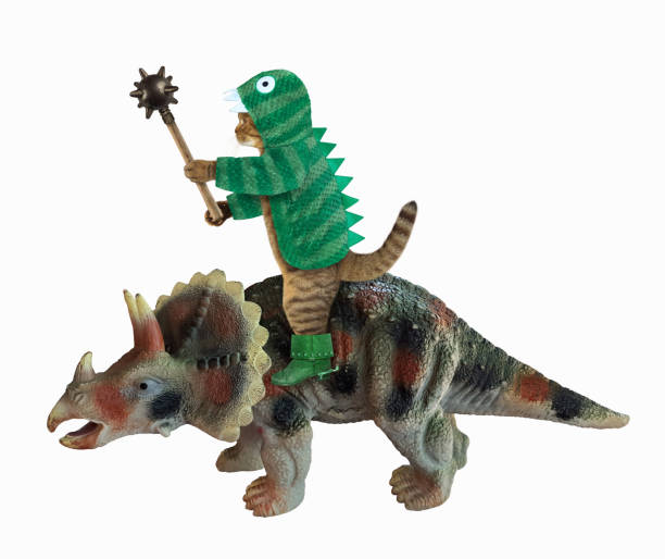 istock Cat in dragon clothing rides dinosaur 2 1294554116