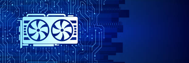 istock Digital vector with video card and circuit board technology illustration. Futuristic digital money. Web banner of digital currency. Cryptocurrency mining concept. 1294559303