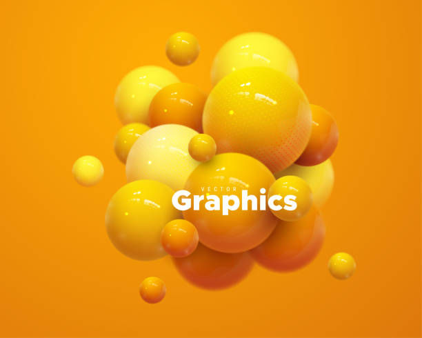 ilustrações, clipart, desenhos animados e ícones de composição abstrata com aglomerado de esferas 3d. - chemistry elements