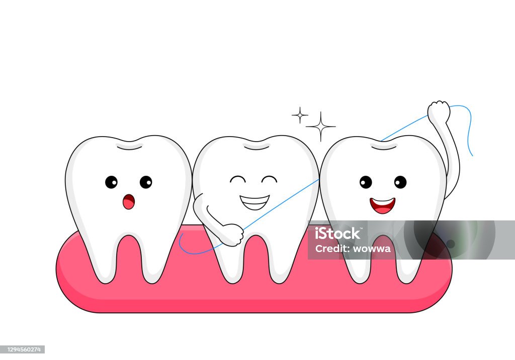 Cute Cartoon Tooth Character With Dental Floss Stock Illustration -  Download Image Now - Teeth, Cartoon, Dental Floss - iStock