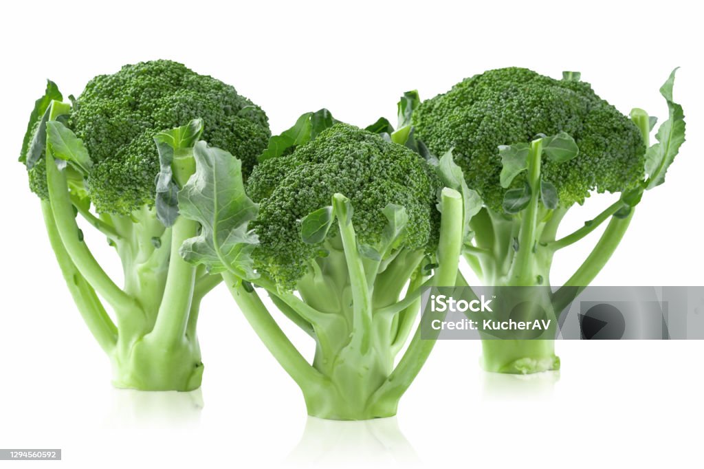 Three Broccoli Three Fresh Broccoli Isolated White Background Stock Photo - Download ...