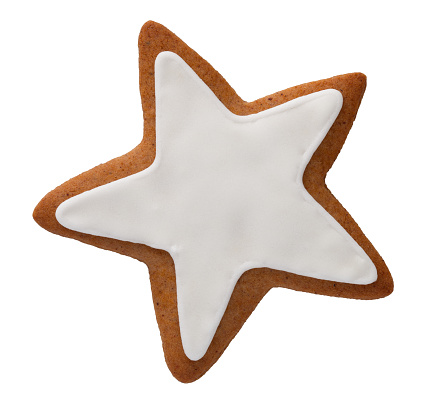 Gingerbread star isolated on white background