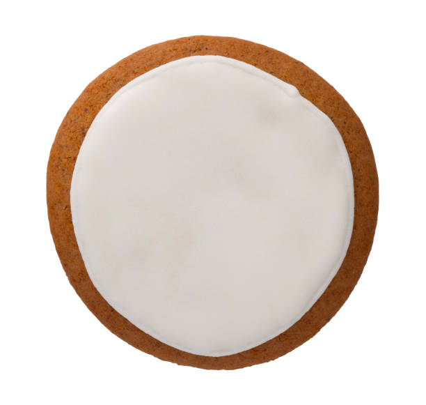 cerchio di pan di zenzero isolato su sfondo bianco - glassato foto e immagini stock