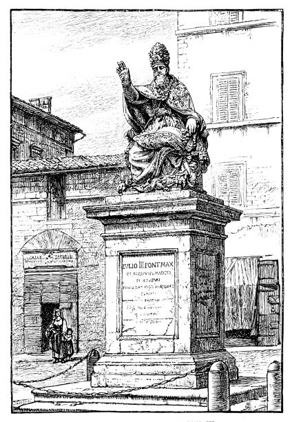 папа римский джулиус iii в умбрии - pope julius ii stock illustrations