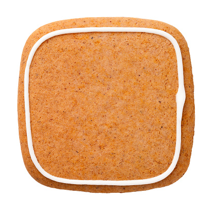 Gingerbread cookie in shape of square for christmas isolated on white background