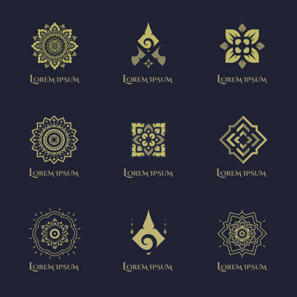 Thai luxury concept logo design vector set. Thai luxury concept logo design vector set. Tradition and contemporary style. thai culture stock illustrations
