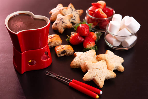 istock Table set for a romantic occasion on Valentine's Day with Marshmallows and cookies 1294571521