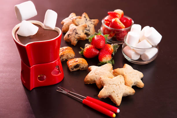 Table set for a romantic occasion on Valentine's Day with Marshmallows