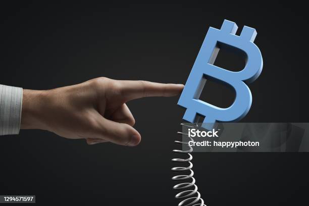 External Influence On The Market Cryptocurrency Volatility Bitcoin Symbol Stock Photo - Download Image Now