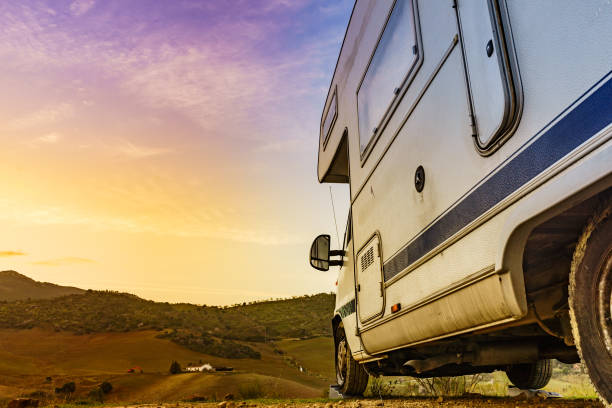 istock Rv camper camping on nature, Spain. 1294573362