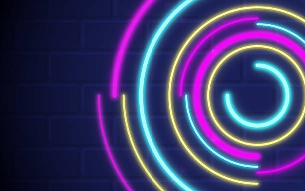 Neon Glow Circles Target Background Neon glow circles target background pattern. city zoom out stock illustrations
