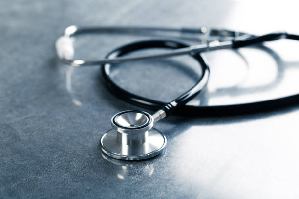 istock composition of the medical object. stethoscope on white background. selective focus 1294579452