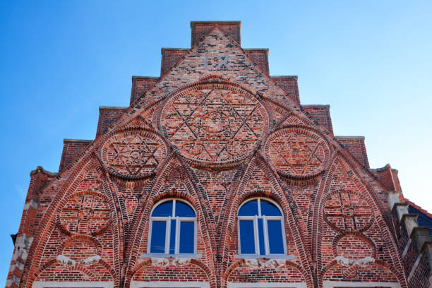 Medieval gable with pentagrams in Leuven in Belgium