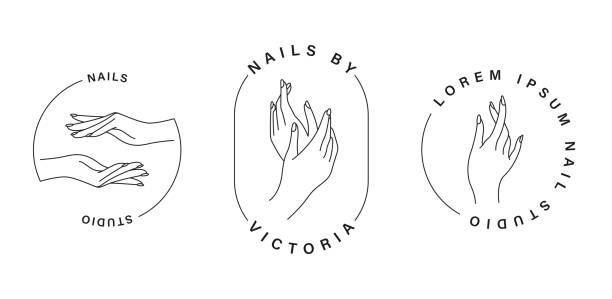 коллекция логотипов для маникюрного салона. векторная иллюстрация. - manicure stock illustrations