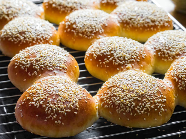 Burger buns with sesame