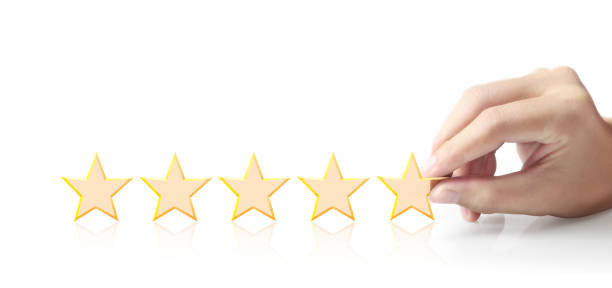 istock Five stars in hand. Increase rating evaluation 1294590078
