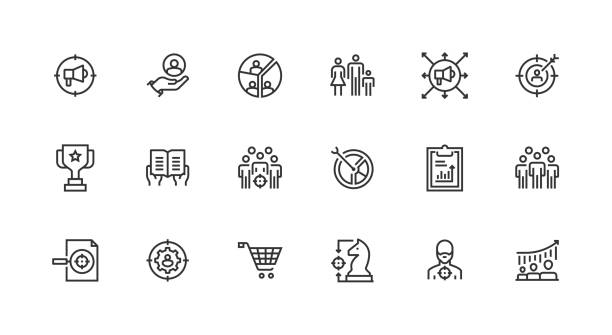 ターゲットオーディエンス、市場、消費者、顧客、戦略アイコン - satisfaction computer icon customer service representative symbol点のイラスト素材／クリップアート素材／マンガ素材／アイコン素材