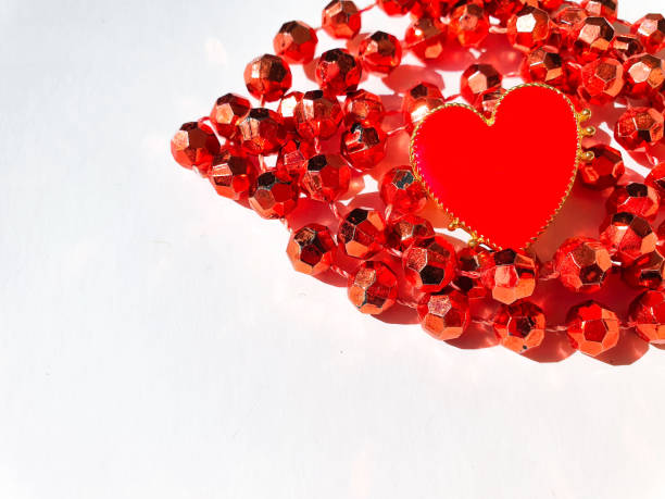 istock Valentine's Day background. Red heart on white background. Valentines day concept. Flat lay. Copy space 1294592348