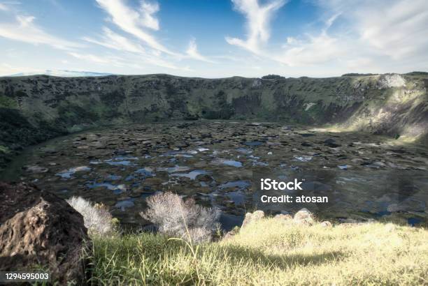 Rano Kau On Easter Island Stock Photo - Download Image Now - Ancient, Beauty, Chile