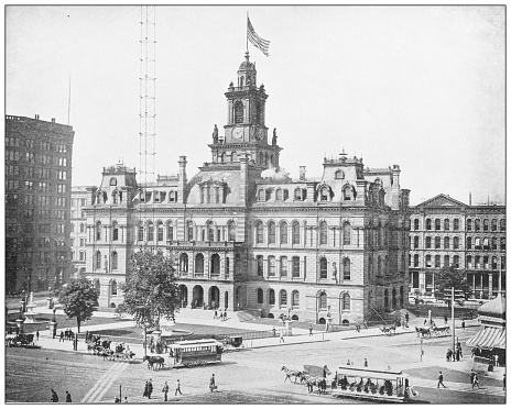 Antique photograph: Town Hall, Detroit, Michigan