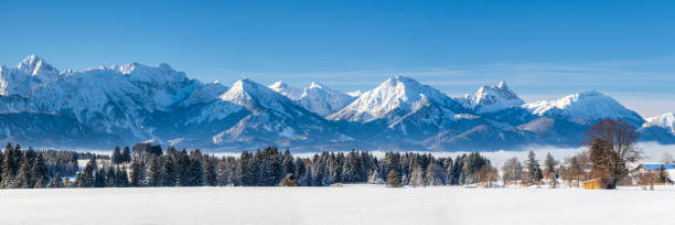 istock beautiful panoramic landscape with mountain range in Bavaria, Germany, at cold winter day 1294599572
