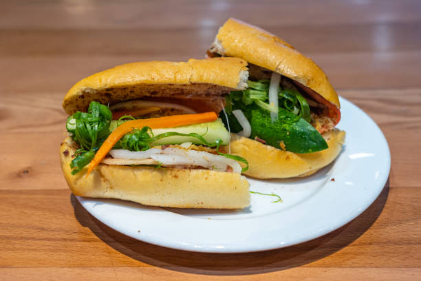 istock Vietnamese famous cuisine- banh mi, crispy pork sandwich 1294600476