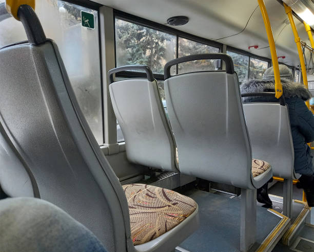 istock City bus interior, public transport concept. 1294601078