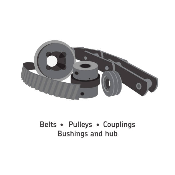 Belts,Pulleys,Couplings,Bushings and Hub Belts, Pulleys, Couplings, Bushings, and Hub perfect for industrial equipment used pimp stock illustrations