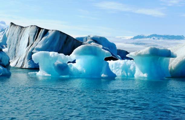 arctic iceberg ice floes snow incredible shiny crystal winter landscape stunning north nature sparkling fairytale in polar regions. - floe lake imagens e fotografias de stock