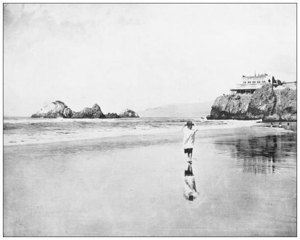 Antique photograph: Cliff House, Seal Rocks, San Francisco Antique photograph: Cliff House, Seal Rocks, San Francisco cliff dwelling stock illustrations
