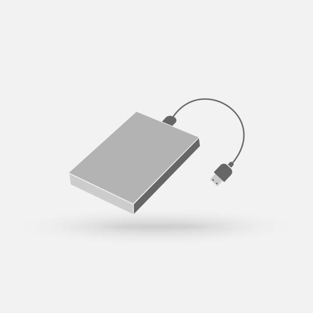External hard disk drive with USB cable isolated on white background. Portable external HDD. Memory drive vector illustration. Vector Simple modern icon design illustration. External hard disk drive with USB cable isolated on white background. Portable external HDD. Memory drive vector illustration. Vector Simple modern icon design illustration. external hard disk drive stock illustrations
