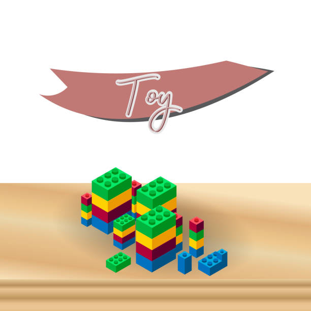 istock illustration toy icon with many color in vector for child, with box, pyramid, bear, game for education baby 1294604996