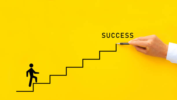 istock Businessman drawing growing stairs. Development career growth, success and progress concept. 1294607791