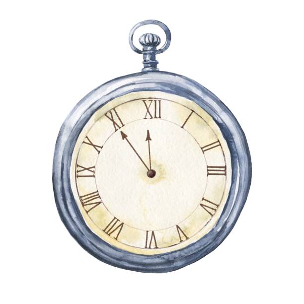 ilustrações, clipart, desenhos animados e ícones de relógio de bolso antigo aquarela. ilustração de aquarela vintage. - pocket watch watch clock pocket
